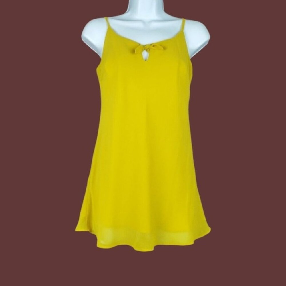 Cabi Womens Sleeveless Mustard Yellow Tie Bow Chiffon Cami Tank Top Size XS